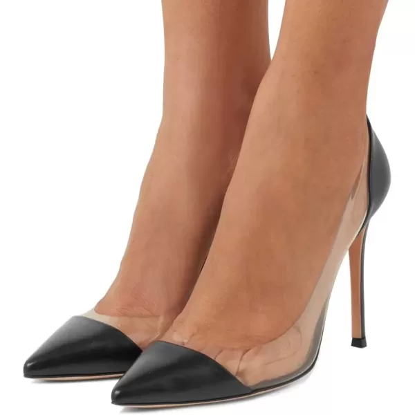 imageFSJ Women Elegant Stiletto Clear Pumps High Heels Slip On Sandals Party Wedding Dress Shoe Size 415 USBlack Matte