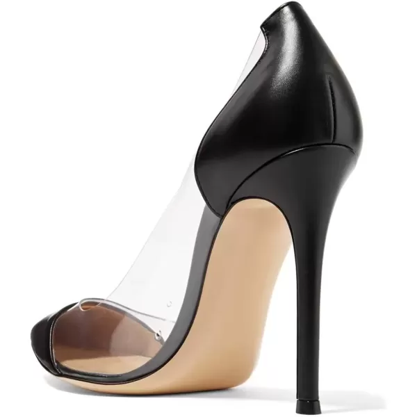 imageFSJ Women Elegant Stiletto Clear Pumps High Heels Slip On Sandals Party Wedding Dress Shoe Size 415 USBlack Matte