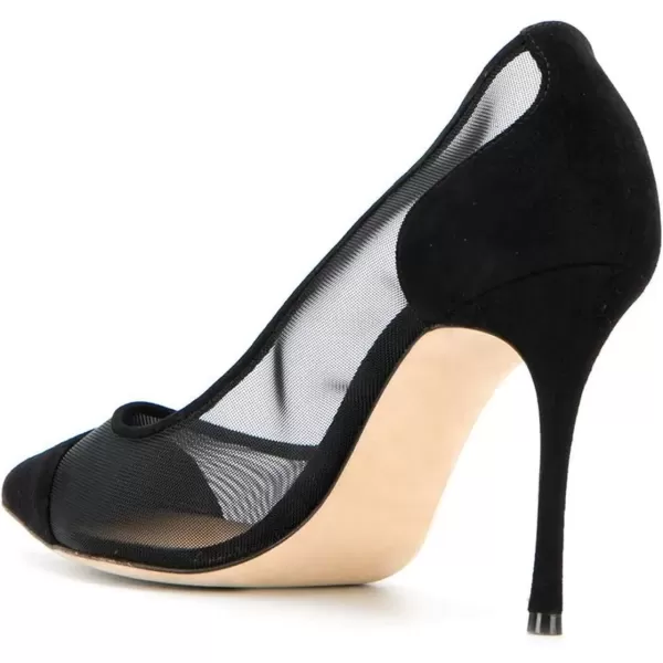 imageFSJ Women Elegant Stiletto Clear Pumps High Heels Slip On Sandals Party Wedding Dress Shoe Size 415 USBlack Mesh