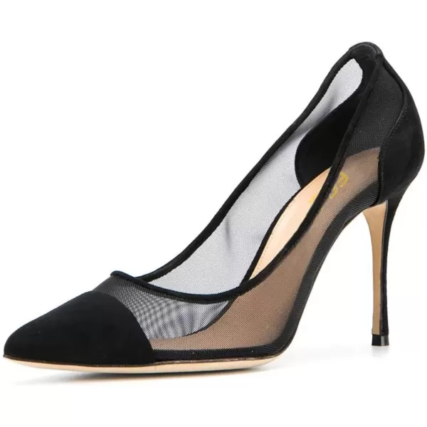 imageFSJ Women Elegant Stiletto Clear Pumps High Heels Slip On Sandals Party Wedding Dress Shoe Size 415 USBlack Mesh