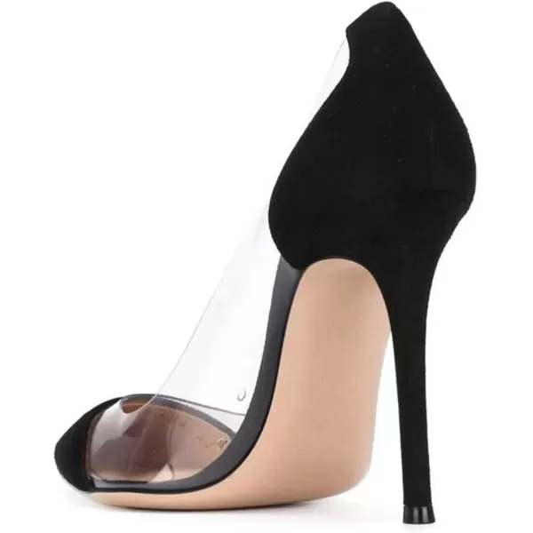 imageFSJ Women Elegant Stiletto Clear Pumps High Heels Slip On Sandals Party Wedding Dress Shoe Size 415 USBlack Suede