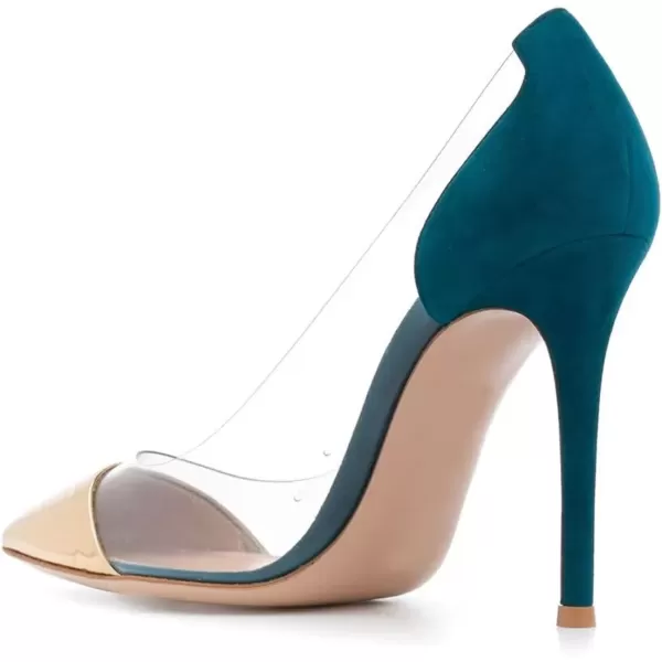 imageFSJ Women Elegant Stiletto Clear Pumps High Heels Slip On Sandals Party Wedding Dress Shoe Size 415 USBlue Gold