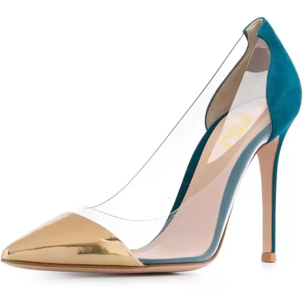 imageFSJ Women Elegant Stiletto Clear Pumps High Heels Slip On Sandals Party Wedding Dress Shoe Size 415 USBlue Gold
