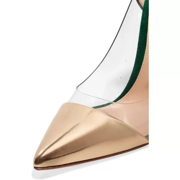 imageFSJ Women Elegant Stiletto Clear Pumps High Heels Slip On Sandals Party Wedding Dress Shoe Size 415 USGreen Gold