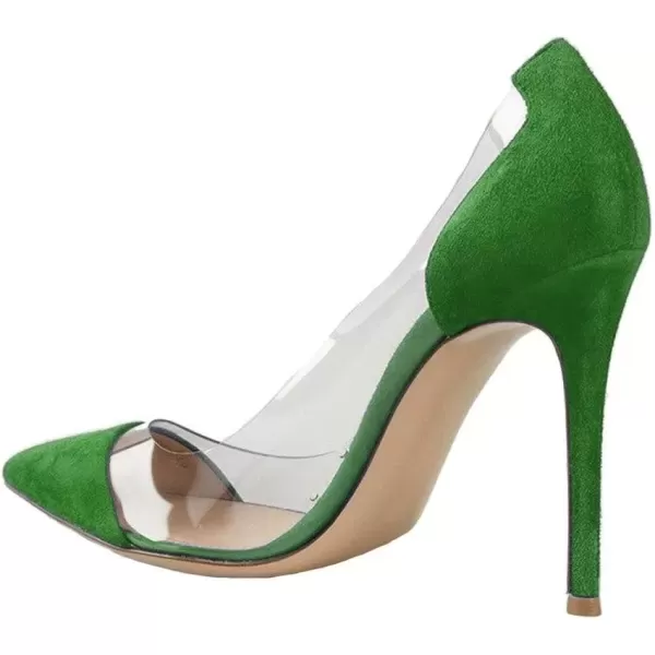 imageFSJ Women Elegant Stiletto Clear Pumps High Heels Slip On Sandals Party Wedding Dress Shoe Size 415 USGreen Suede