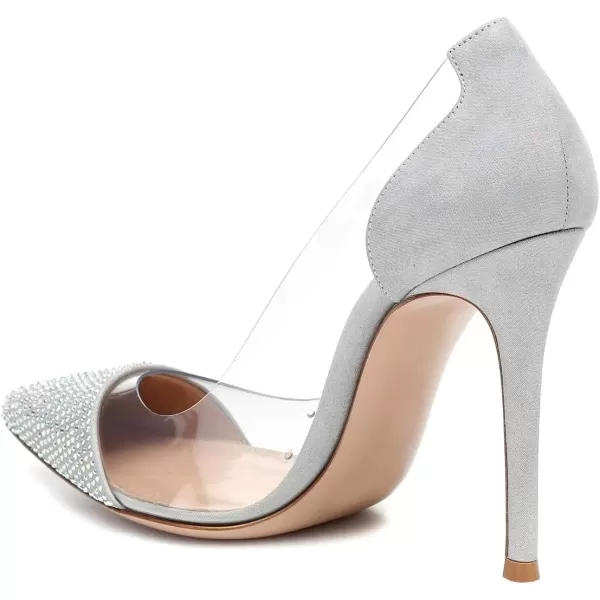 imageFSJ Women Elegant Stiletto Clear Pumps High Heels Slip On Sandals Party Wedding Dress Shoe Size 415 USGrey Studs