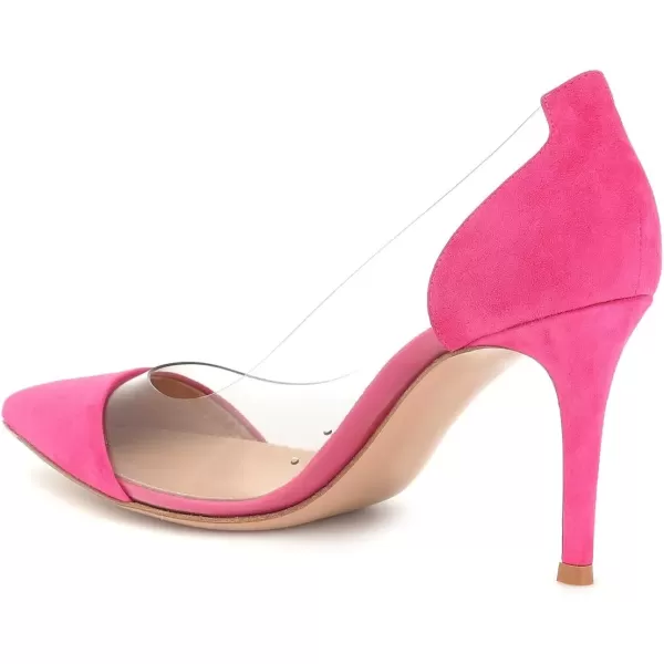 imageFSJ Women Elegant Stiletto Clear Pumps High Heels Slip On Sandals Party Wedding Dress Shoe Size 415 USMagenta Suede