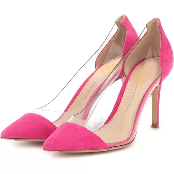 imageFSJ Women Elegant Stiletto Clear Pumps High Heels Slip On Sandals Party Wedding Dress Shoe Size 415 USMagenta Suede