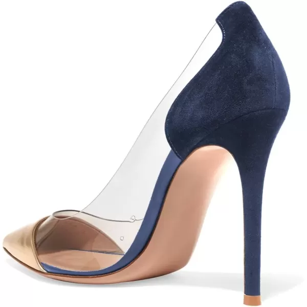 imageFSJ Women Elegant Stiletto Clear Pumps High Heels Slip On Sandals Party Wedding Dress Shoe Size 415 USNavy Gold