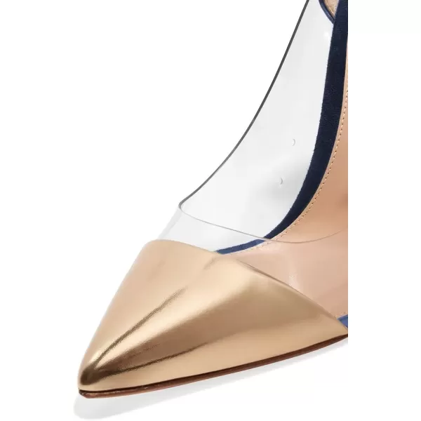 imageFSJ Women Elegant Stiletto Clear Pumps High Heels Slip On Sandals Party Wedding Dress Shoe Size 415 USNavy Gold