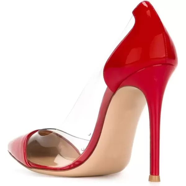 imageFSJ Women Elegant Stiletto Clear Pumps High Heels Slip On Sandals Party Wedding Dress Shoe Size 415 USRed Patent