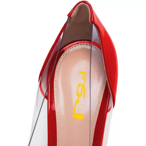 imageFSJ Women Elegant Stiletto Clear Pumps High Heels Slip On Sandals Party Wedding Dress Shoe Size 415 USRed Patent