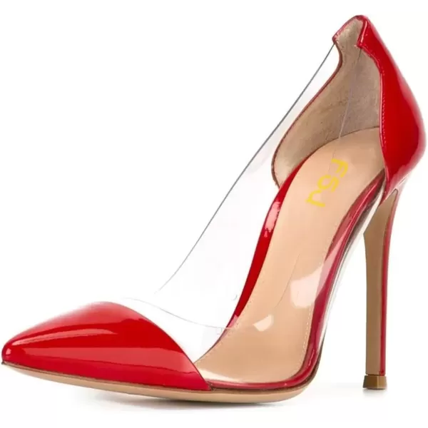 imageFSJ Women Elegant Stiletto Clear Pumps High Heels Slip On Sandals Party Wedding Dress Shoe Size 415 USRed Patent