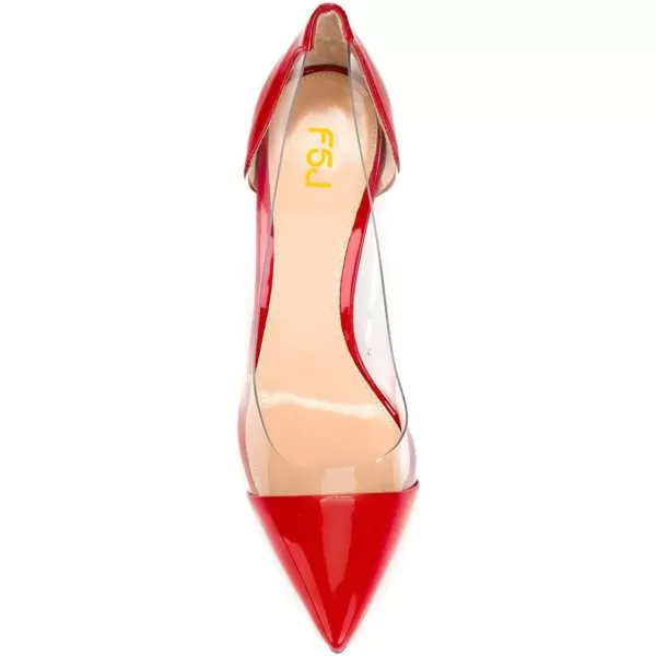 imageFSJ Women Elegant Stiletto Clear Pumps High Heels Slip On Sandals Party Wedding Dress Shoe Size 415 USRed Patent