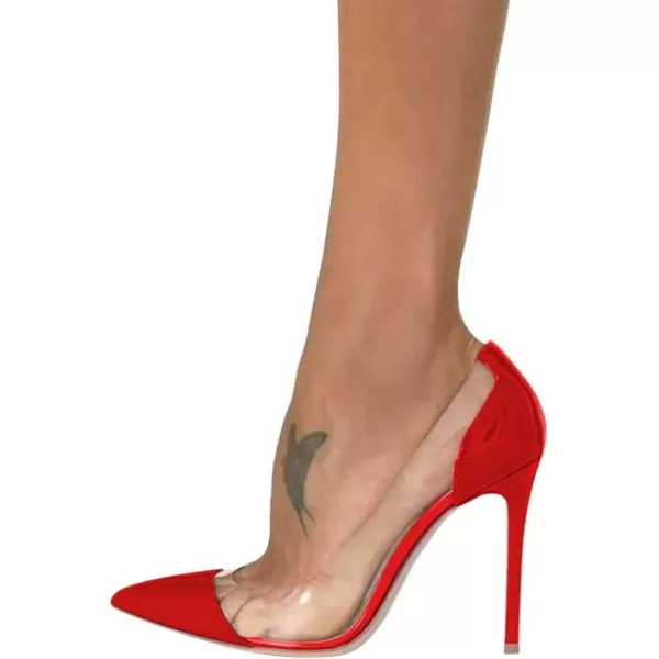 imageFSJ Women Elegant Stiletto Clear Pumps High Heels Slip On Sandals Party Wedding Dress Shoe Size 415 USRed Patent