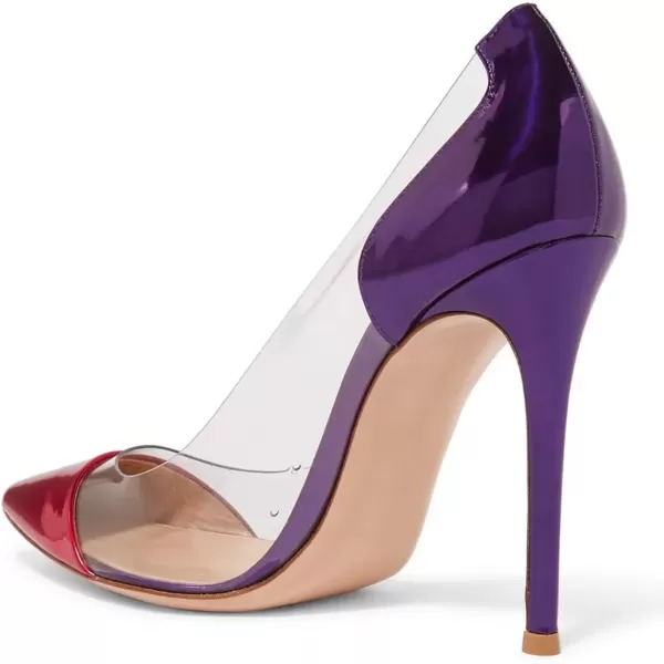 imageFSJ Women Elegant Stiletto Clear Pumps High Heels Slip On Sandals Party Wedding Dress Shoe Size 415 USRed Purple
