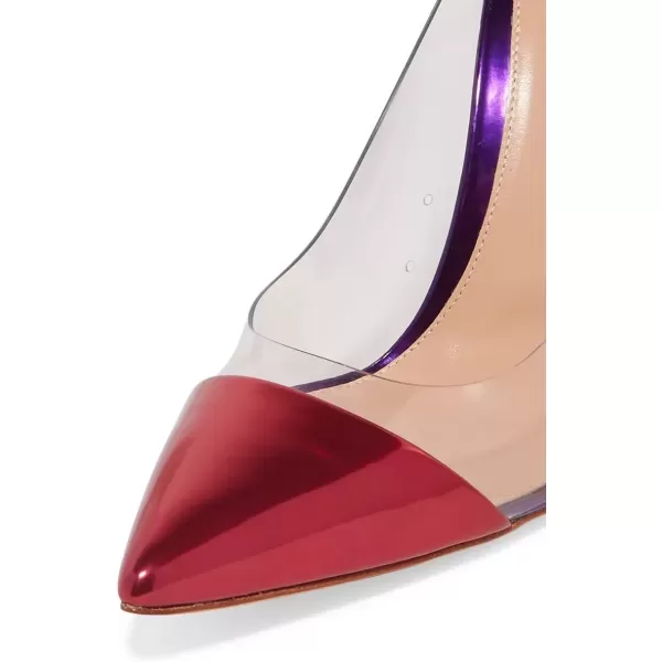 imageFSJ Women Elegant Stiletto Clear Pumps High Heels Slip On Sandals Party Wedding Dress Shoe Size 415 USRed Purple
