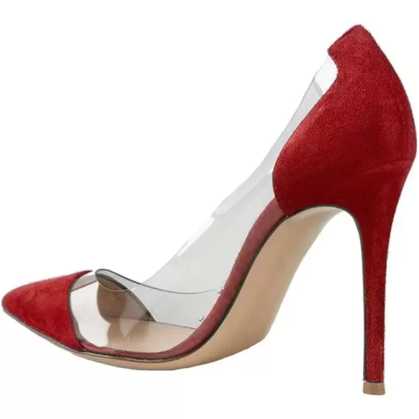 imageFSJ Women Elegant Stiletto Clear Pumps High Heels Slip On Sandals Party Wedding Dress Shoe Size 415 USRed Suede