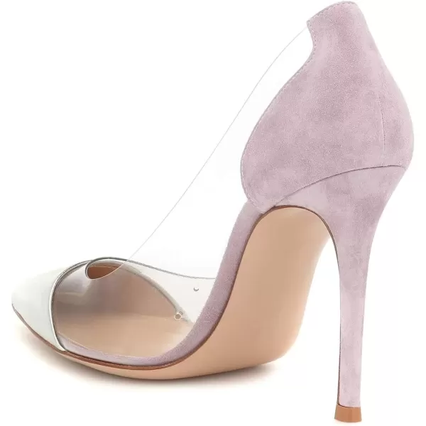 imageFSJ Women Elegant Stiletto Clear Pumps High Heels Slip On Sandals Party Wedding Dress Shoe Size 415 USSilver Violet