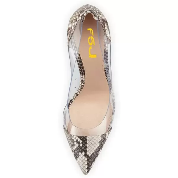 imageFSJ Women Elegant Stiletto Clear Pumps High Heels Slip On Sandals Party Wedding Dress Shoe Size 415 USSnake Print