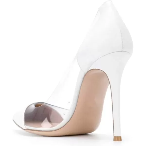 imageFSJ Women Elegant Stiletto Clear Pumps High Heels Slip On Sandals Party Wedding Dress Shoe Size 415 USWhite Matte
