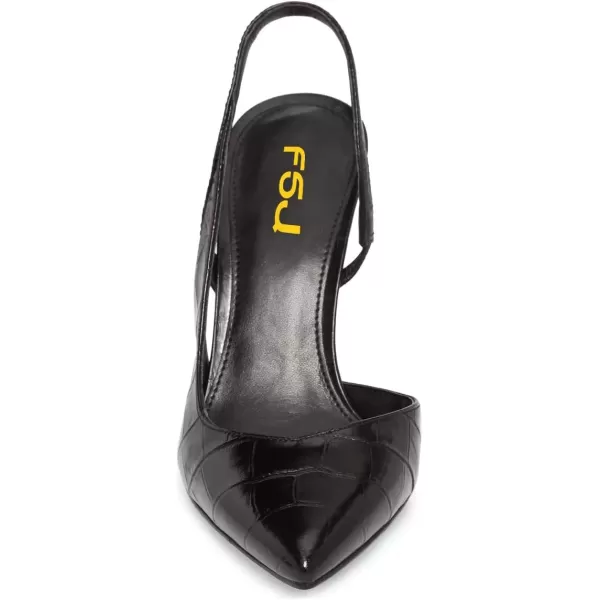 imageFSJ Women Fashion Pointed Toe Slingback Pumps High Heels Sandals Party Cocktail Animal Print Shoes 415 M USBlack