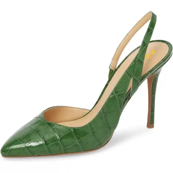 imageFSJ Women Fashion Pointed Toe Slingback Pumps High Heels Sandals Party Cocktail Animal Print Shoes 415 M USGreen