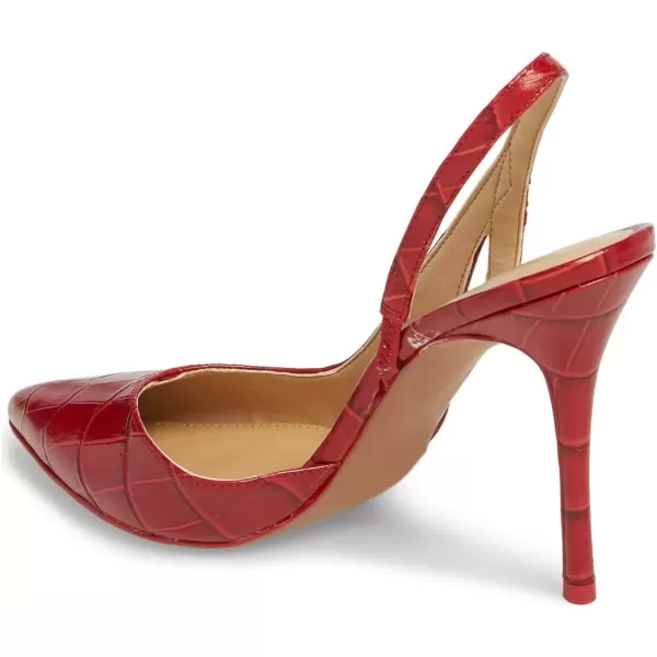 imageFSJ Women Fashion Pointed Toe Slingback Pumps High Heels Sandals Party Cocktail Animal Print Shoes 415 M USRed