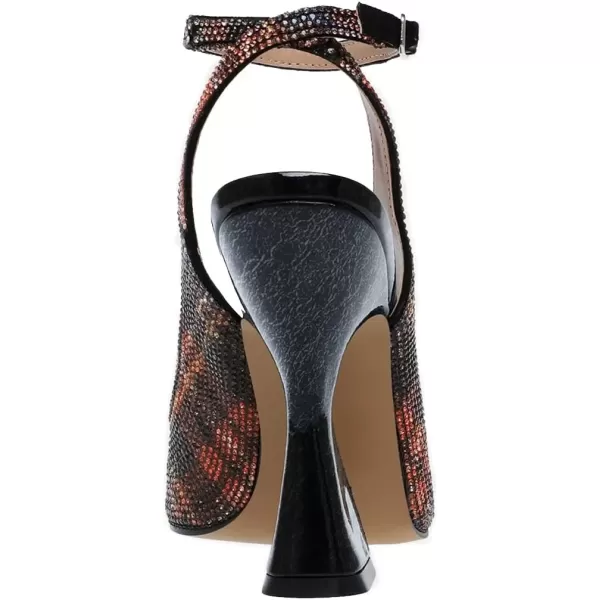 imageFSJ Women Floral Pointed Toe Stylish Multicolor Rhinestone Heel Ankle Strap Buckle Wedding Pumps Chunky Heels Formal Sandals Crystal Dress Party Prom Shoes Size 415 USColorful