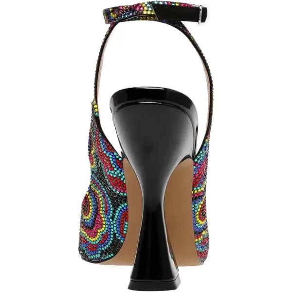 imageFSJ Women Floral Pointed Toe Stylish Multicolor Rhinestone Heel Ankle Strap Buckle Wedding Pumps Chunky Heels Formal Sandals Crystal Dress Party Prom Shoes Size 415 USFlower