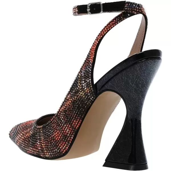 imageFSJ Women Floral Pointed Toe Stylish Multicolor Rhinestone Heel Ankle Strap Buckle Wedding Pumps Chunky Heels Formal Sandals Crystal Dress Party Prom Shoes Size 415 USColorful
