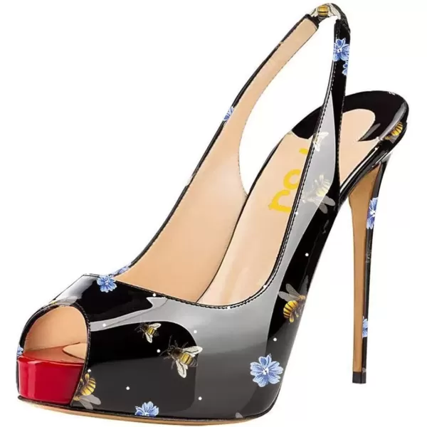 imageFSJ Women Peep Toe Extreme High Heels Platform Sandals Slingback Stiletto Prom Dress Pumps Size 415 USBee