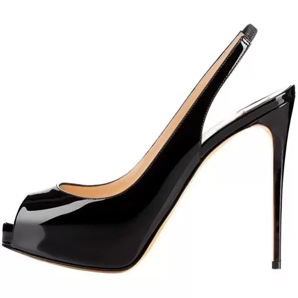 imageFSJ Women Peep Toe Extreme High Heels Platform Sandals Slingback Stiletto Prom Dress Pumps Size 415 USBlack