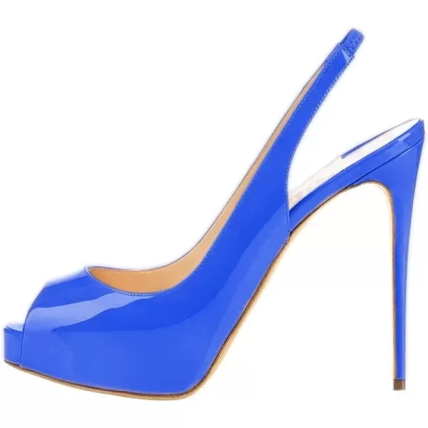 imageFSJ Women Peep Toe Extreme High Heels Platform Sandals Slingback Stiletto Prom Dress Pumps Size 415 USBlue