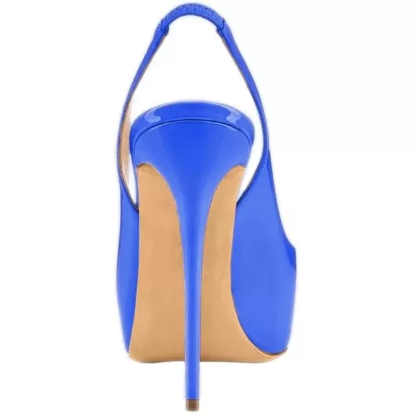 imageFSJ Women Peep Toe Extreme High Heels Platform Sandals Slingback Stiletto Prom Dress Pumps Size 415 USBlue