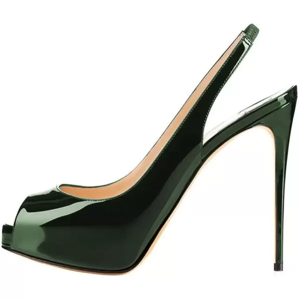 imageFSJ Women Peep Toe Extreme High Heels Platform Sandals Slingback Stiletto Prom Dress Pumps Size 415 USDarkgreen
