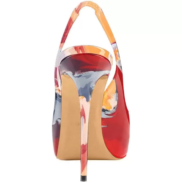 imageFSJ Women Peep Toe Extreme High Heels Platform Sandals Slingback Stiletto Prom Dress Pumps Size 415 USFire Cloud