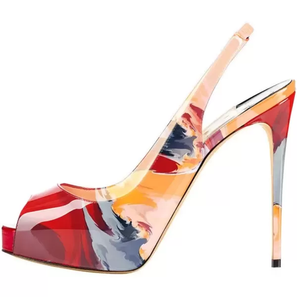 imageFSJ Women Peep Toe Extreme High Heels Platform Sandals Slingback Stiletto Prom Dress Pumps Size 415 USFire Cloud