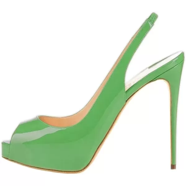 imageFSJ Women Peep Toe Extreme High Heels Platform Sandals Slingback Stiletto Prom Dress Pumps Size 415 USGreen