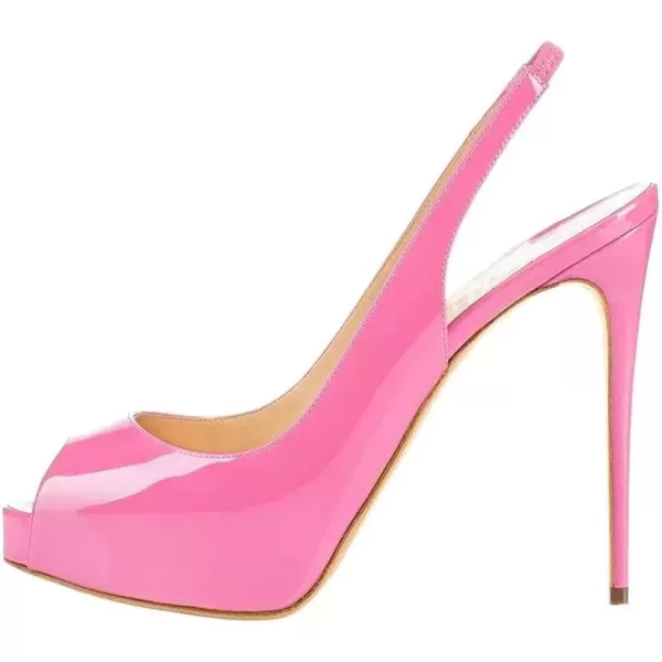 imageFSJ Women Peep Toe Extreme High Heels Platform Sandals Slingback Stiletto Prom Dress Pumps Size 415 USHot Pink