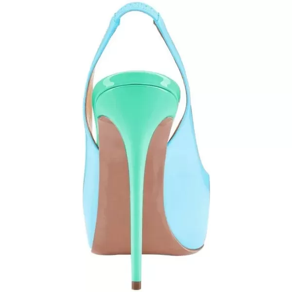 imageFSJ Women Peep Toe Extreme High Heels Platform Sandals Slingback Stiletto Prom Dress Pumps Size 415 USLight Blue