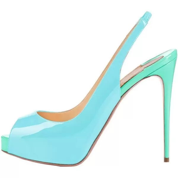 imageFSJ Women Peep Toe Extreme High Heels Platform Sandals Slingback Stiletto Prom Dress Pumps Size 415 USLight Blue