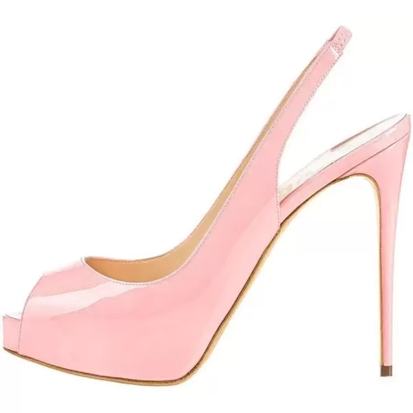 imageFSJ Women Peep Toe Extreme High Heels Platform Sandals Slingback Stiletto Prom Dress Pumps Size 415 USLight Pink