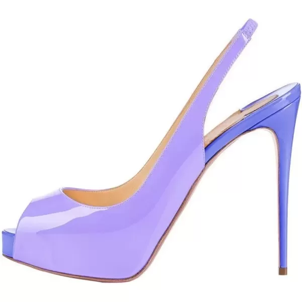 imageFSJ Women Peep Toe Extreme High Heels Platform Sandals Slingback Stiletto Prom Dress Pumps Size 415 USLight Purple