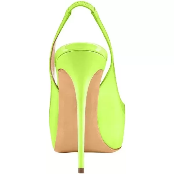 imageFSJ Women Peep Toe Extreme High Heels Platform Sandals Slingback Stiletto Prom Dress Pumps Size 415 USLime Green