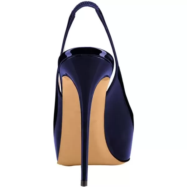 imageFSJ Women Peep Toe Extreme High Heels Platform Sandals Slingback Stiletto Prom Dress Pumps Size 415 USNavy