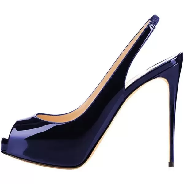 imageFSJ Women Peep Toe Extreme High Heels Platform Sandals Slingback Stiletto Prom Dress Pumps Size 415 USNavy