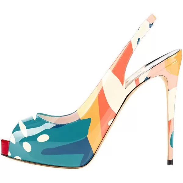 imageFSJ Women Peep Toe Extreme High Heels Platform Sandals Slingback Stiletto Prom Dress Pumps Size 415 USPainting