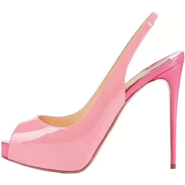 imageFSJ Women Peep Toe Extreme High Heels Platform Sandals Slingback Stiletto Prom Dress Pumps Size 415 USPink