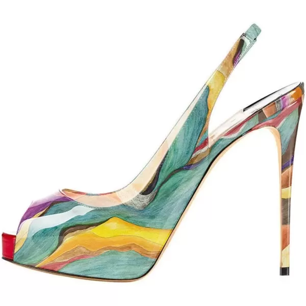 imageFSJ Women Peep Toe Extreme High Heels Platform Sandals Slingback Stiletto Prom Dress Pumps Size 415 USQuicksand